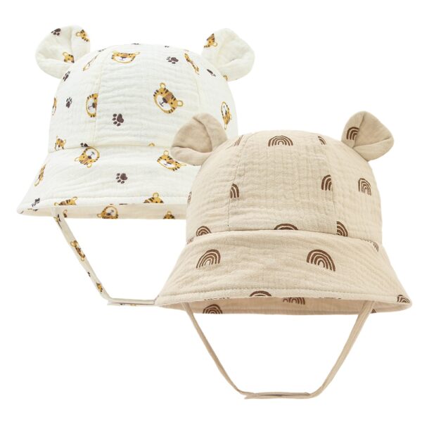 כובע לתינוק עשוי מכותנה רכה, מפני הגנה לשמש. מתאים לפעוטות מגיל 3 חודשים ועד שנה