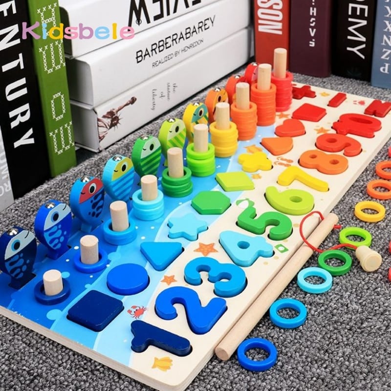 משחק מונטסורי צעצוע מעץ חינוכי ללמידת מתמטיקה בצורה משעשעת