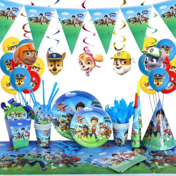 קישוטי יום הולדת לילדים באווירה של מפרץ ההרפתקאות - בלונים מנייר אלומיניום, כלי שולחן חד פעמיים, באנר, ורקע