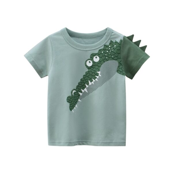 2023 קיץ ילדי 3D קריקטורה חולצה לילד בעלי החיים הדפסת דינוזאור כריש בני T חולצה בנות חולצות Tees Cartoon ילדים בגדים1