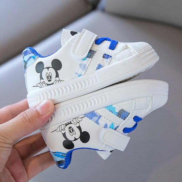 דיסני לבן נעליים יומיומיות עבור תינוק ילד ילדה ילדי מותג Sneaker מיקי עכבר ילדי ספורט נעלי פעוט הליכה נעלי גודל 25