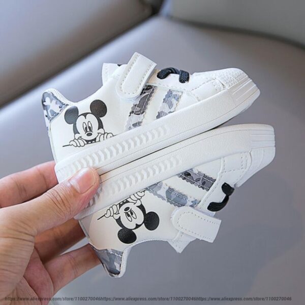 דיסני לבן נעליים יומיומיות עבור תינוק ילד ילדה ילדי מותג Sneaker מיקי עכבר ילדי ספורט נעלי פעוט הליכה נעלי גודל 25