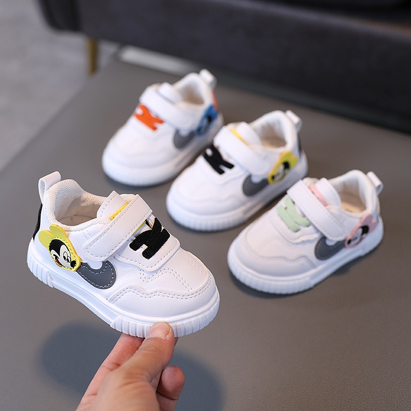לבן נעליים יומיומיות עבור תינוק ילד ילדה ילדי מותג Sneaker מיקי עכבר לבן ילדי ספורט נעלי פעוט הליכה נעלי 0-3 שנה