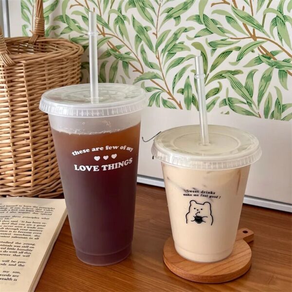 כוסות שקופות מהממות לקפה קר, מגיע עם קש ומדבקות שניתן להדביק על הכוס